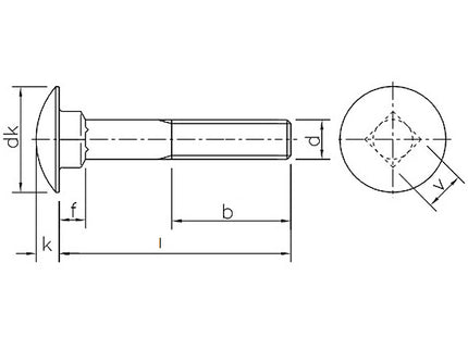 BULLONE A TESTA TONDA QUADRO SOTTOTESTA UNI 5732 INOX A2 M 6X 25