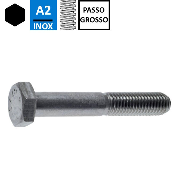 VITE TE PARZIALMENTE FILETTATA IN ACCIAIO INOX A2 UNI 5737