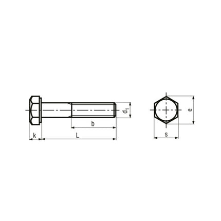 VITE TE PARZIALMENTE FILETTATA CL. 8.8 GREZZA M16X 70 UNI 5737