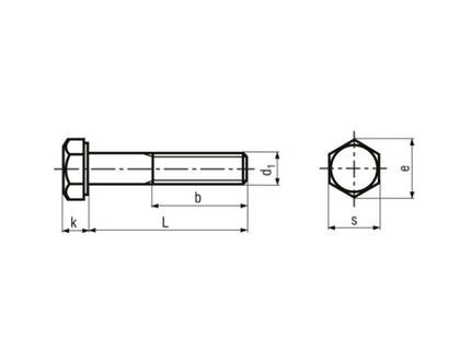 VITE TE PARZIALMENTE FILETTATA CL. 8.8 GREZZA M27X300 UNI 5737