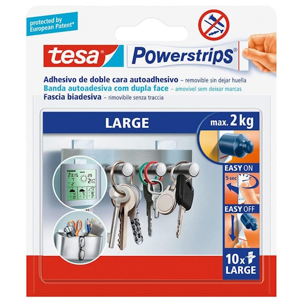 TESA STRISCE BIADESIVE REMOVIBILI POWERSTRIPS CONF.PZ10 BIANCO*