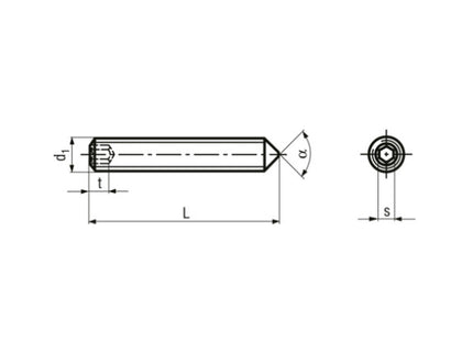 GRANI PUNTA CONICA ESAGONO INCASSATO GREZZO M 3X  6 UNI 5927