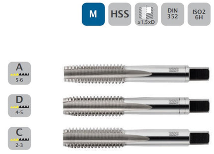 WSG MASCHI A MANO 6001 HSS PER FORI PASSANTI/CIECHI M22X2,5