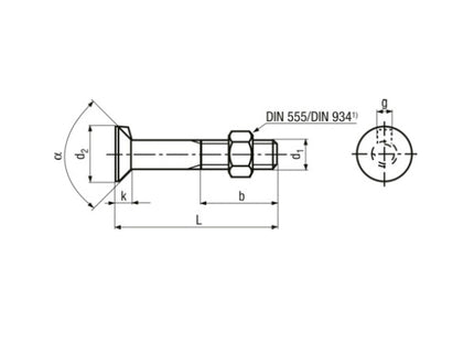 BULLONE TSP CON NASELLO E DADO UNI 6105 GREZZO M16X50