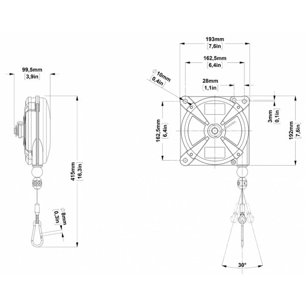 ZECA BILANCIATORE KG. 6,0- 8 CON FUNE INOX CORSA MM2500 CON ANTICADUTA