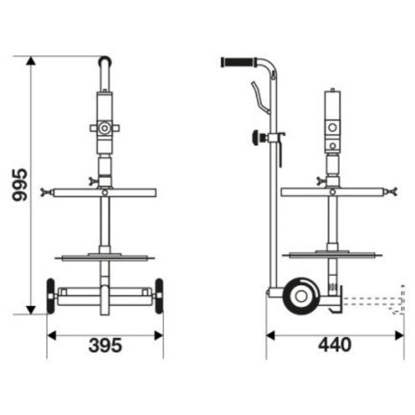 RAASM KIT DI INGRASSAGGIO CARRELLATO PER FUSTI D.MM260-300, KG12-30