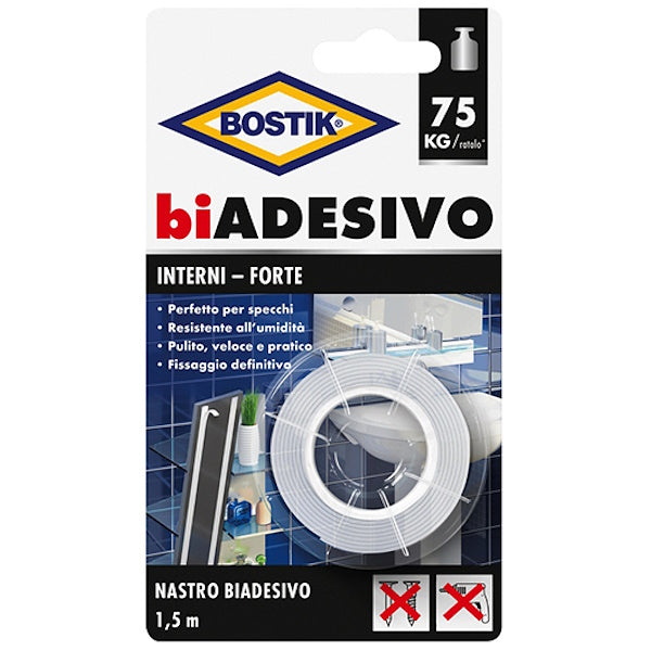 UHU BOSTIK NASTRO BIADESIVO INTERNI-FORTE MM19X1,50MT BIANCO
