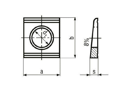 PIASTRINA PER TRAVI UPN UNI 6598 DIN 434 ZINCATA BIANCA PER VITI M20