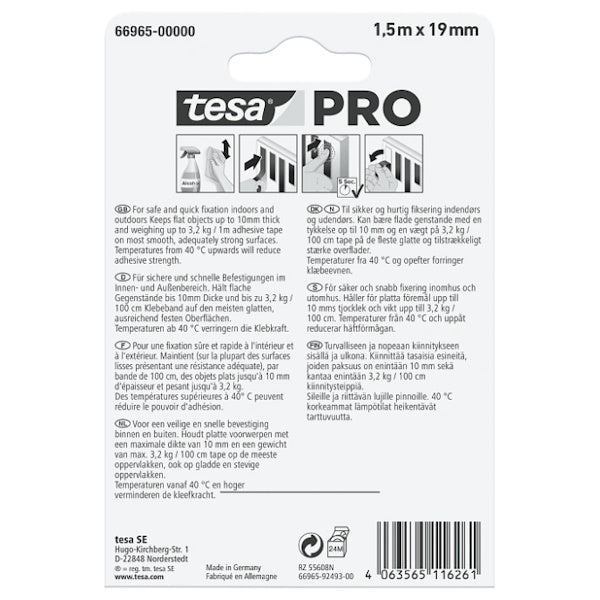 TESA NASTRO BIADESIVO PER FISSAGGIO OGGETTI MM19X1,50MT TRASPARENTE