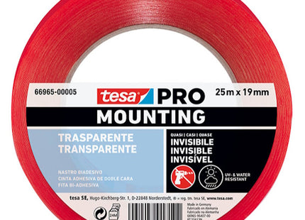 TESA NASTRO BIADESIVO PER FISSAGGIO OGGETTI MM19X25MT TRASPARENTE