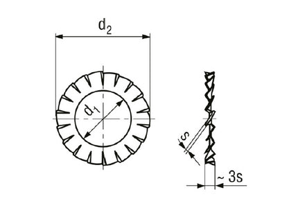 RONDELLE DENTELLATE ESTERNE UNI 8842 A DIN 6798 A GREZZE PER VITI M22