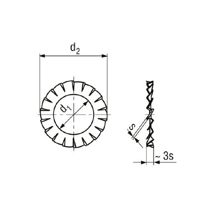 RONDELLE DENTELLATE ESTERNE UNI 8842 A DIN 6798 A GREZZE PER VITI M 4