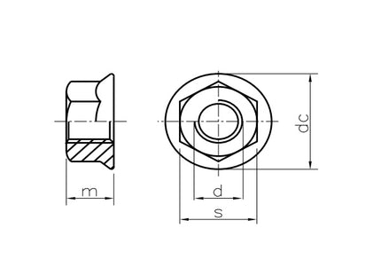 DADO ESAGONALE CON FLANGIA ZIGRINATA INOX A2 DIN 6923 M12 CH.18 MM