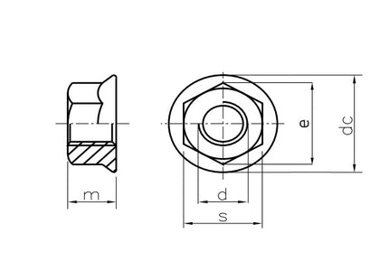DADO ESAGONALE CON FLANGIA ZIGRINATA INOX A2 DIN 6923