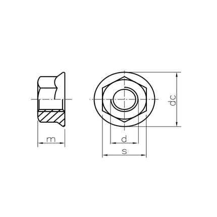 DADO ESAGONALE CON FLANGIA ZIGRINATA INOX A2 DIN 6923 M 8 CH.13 MM