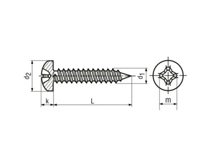 VITE AUTOFILETTANTE TC PH IN ACCIAIO INOX A2 D.MM 6,3X38 UNI 6954