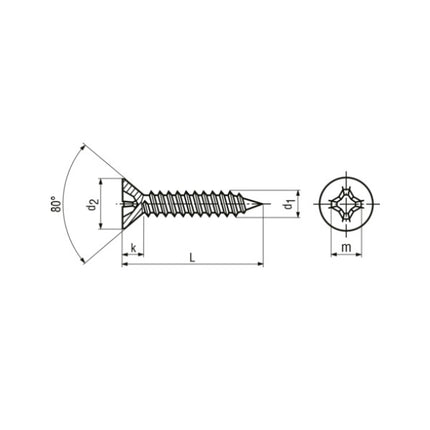 VITE AUTOFILETTANTE TSP PH IN ACCIAIO INOX A2 D.MM 3,5X16 UNI 6955