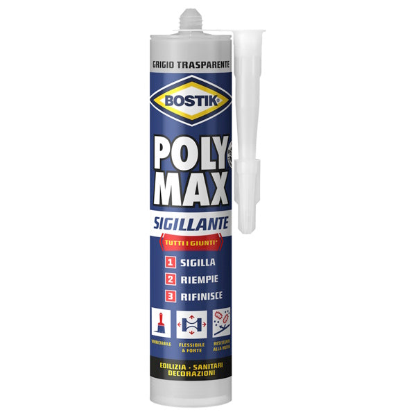 UHU BOSTIK POLY MAX SIGILLANTE GRIGIO TRASPARENTE IN CARTUCCIA ML280