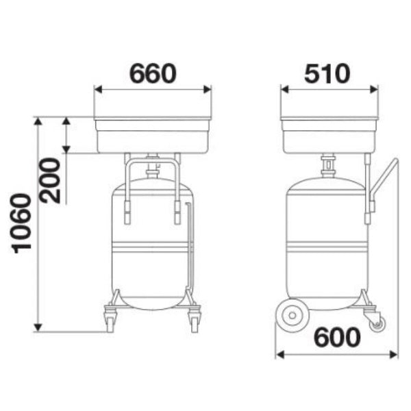 RAASM VASCA DI LAVAGGIO UNIVERSALE CARRELLATA CON SERBATOIO DA LT65