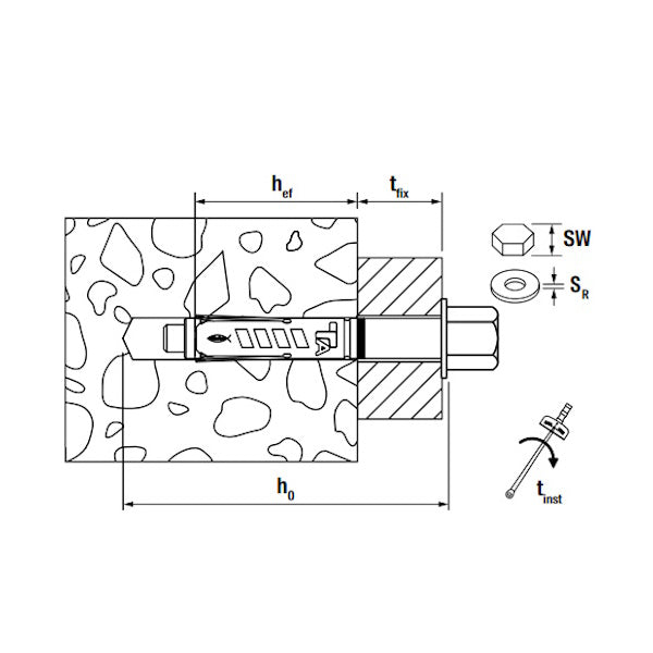FISCHER TASSELLO TA M-H 8/25 IN METALLO CON DADO CIECO