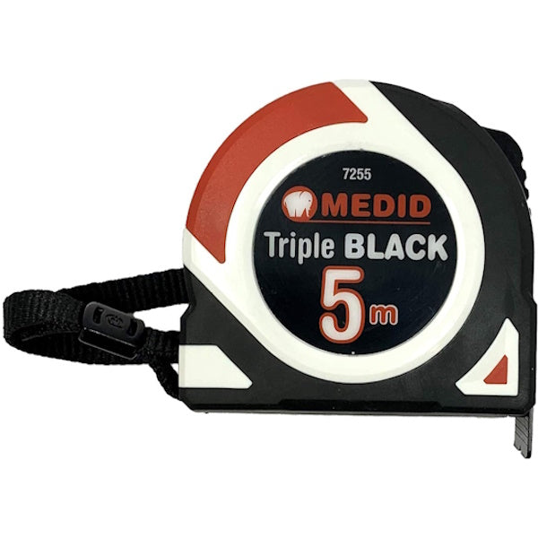 MEDID FLESSOMETRO AD ALTA VISIBILITA' MOD. TRIPLE BLACK MT 5 NASTRO MM25