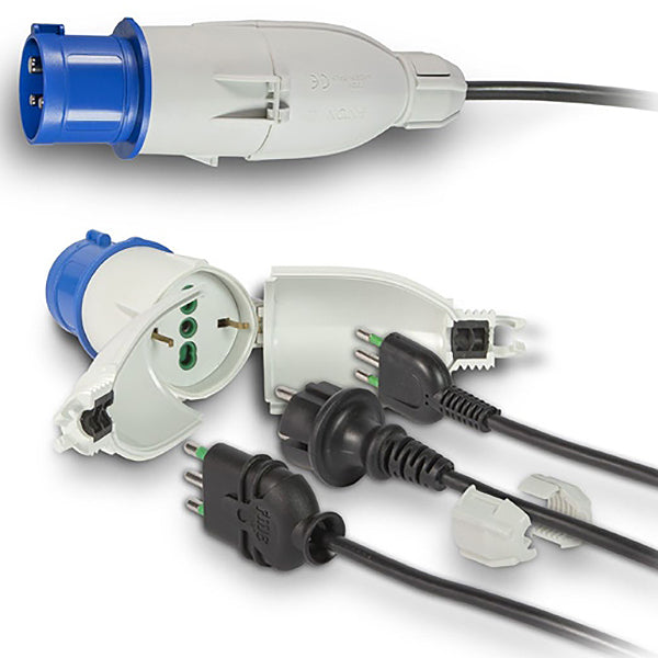 FME ADATTATORE SPINA CEE 2P+T 1 PRESA SCHUKO BIPASSO 10/16A CON GUSCIO