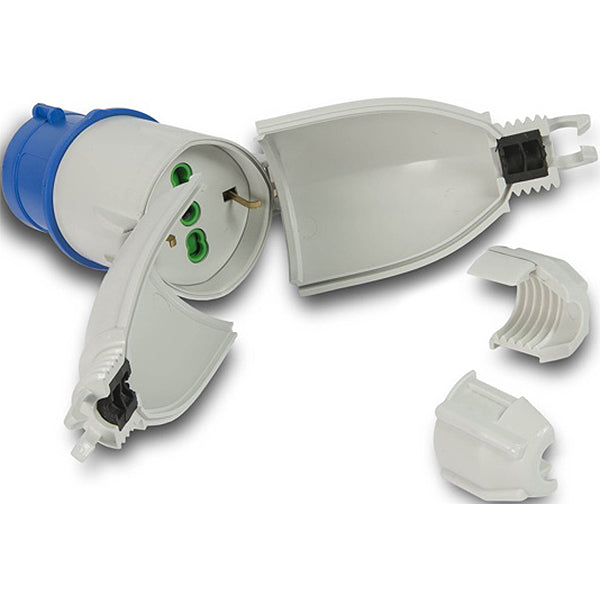 FME ADATTATORE SPINA CEE 2P+T 1 PRESA SCHUKO BIPASSO 10/16A CON GUSCIO