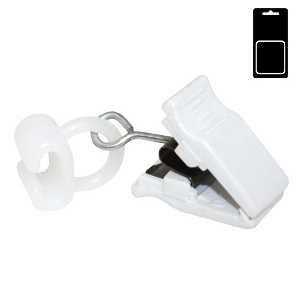 SODIFER PINZETTE CON SCORREVOLE PER TENDE IN NYLON BIANCO BLISTER PZ 8