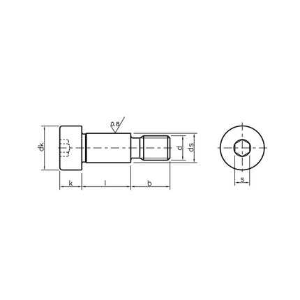 VITE TCEI CON CODOLO RETTIFICATO CL.12.9 GREZZA M12 MM16X16 ISO 7379