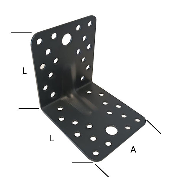 MINUTEX PIASTRA GIUNZIONE PIEGATA NERVATA MM 90X100X3 IN ACCIAIO GRAFITE