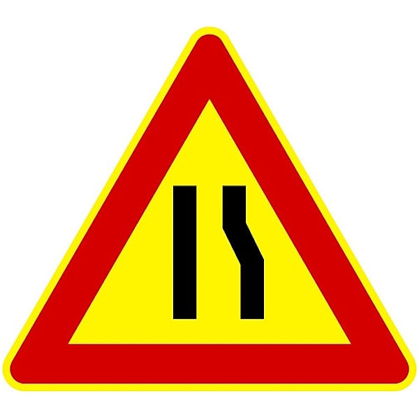 3G ITALIA CARTELLO TRIANGOLO STRETTOIA A DX CM90 F.386 IN METALLO