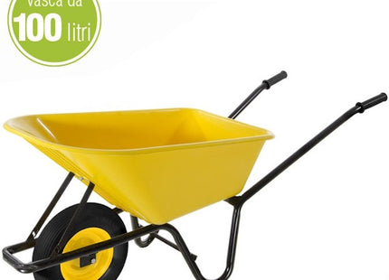 VERDELOOK CARRIOLA VASCA IN PVC GIALLO DA LT100 RUOTA PNEUMATICA