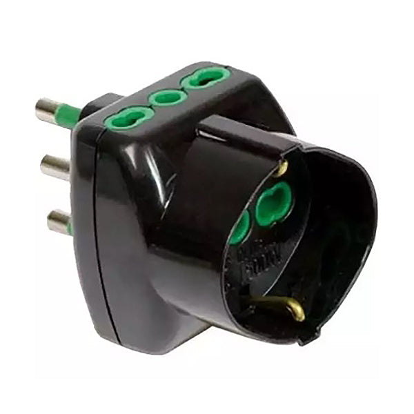 FME ADATTATORE TRIPLO SPINA 2P+T 16A 2 PRESE 2P+T 10/16A+SCHUKO NERO