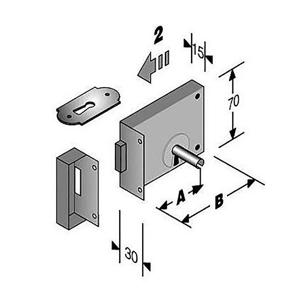 BONAITI SERRATURA DA APPLICARE PER PORTONCINO ART.188 ENTRATA MM.45 DX