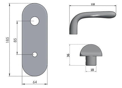 AZZI KIT GUARNITURA INTERNO PORTE CON POMOLO CILINDRO