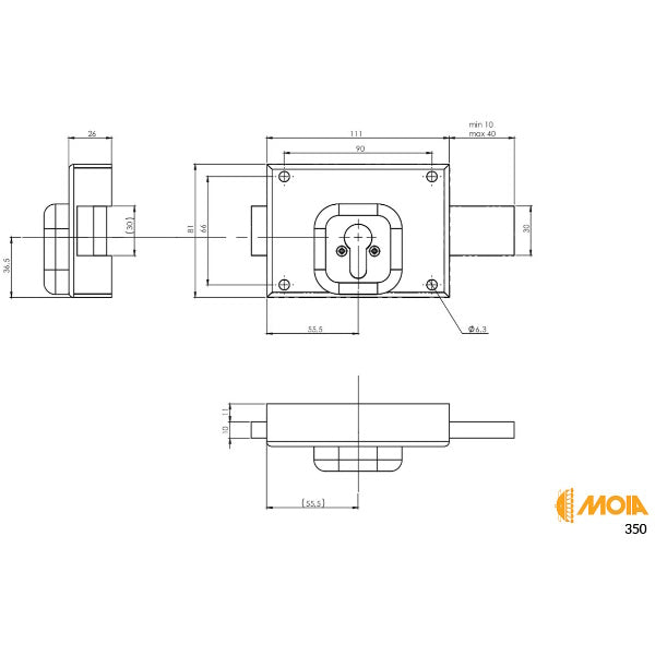 MOIA FERROGLIETTO DA APPLICARE CON PREDISPOSIZIONE PER CILINDRO ART.350
