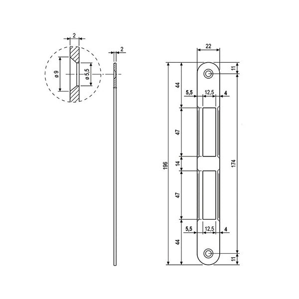 AGB CONTROPIASTRA ART.1000.01 PER SERRATURE AGB CENTRO