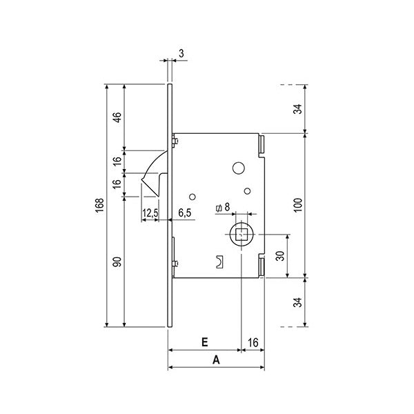 AGB SERRATURA GANCIO WC PER SCORREVOLI ART.00703
