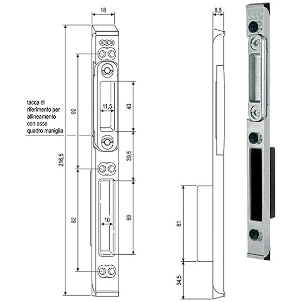 AGB INCONTRO PER SERRATURE SICURTOP CON SCROCCO E CATENCCAIO ART.11692