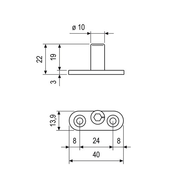 AGB PERNO DI CHIUSURA DIRITTO PER SPAGNOLETTE UNICA