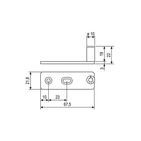 AGB PERNO DI CHIUSURA CON PIASTRA LUNGA PER SPAGNOLETTE UNICA