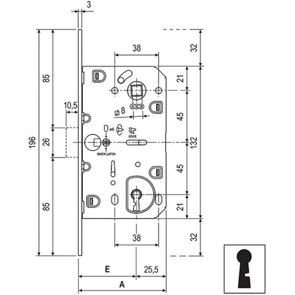 AGB SERRATURA POLARIS 2XT MAGNETICA PATENT ART.6101 CROMATO OPACO