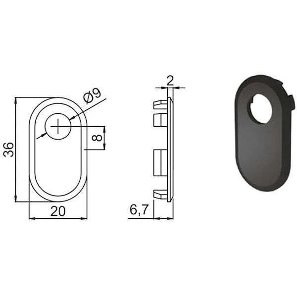 SECUREMME ADATTATORE COPRITOPPA PER CODOLO CILINDRO YALE MM.8 NERO