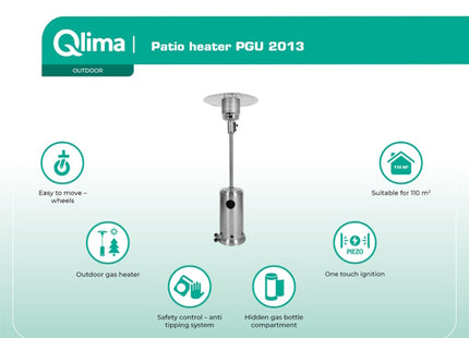 QLIMA STUFA A GAS DA ESTERNO A FUNGO PGU 2013 INOX