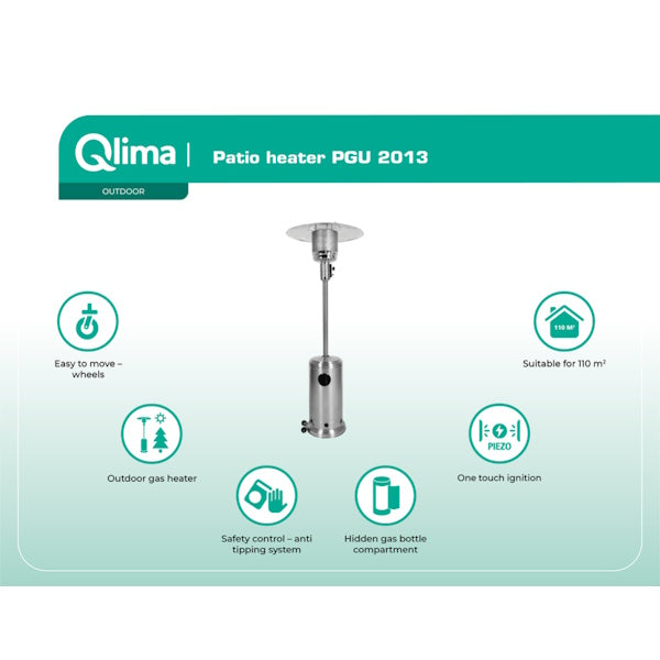 QLIMA STUFA A GAS DA ESTERNO A FUNGO PGU 2013 INOX