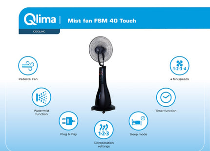 QLIMA RAFFRESCATORE D'ARIA PORTATILE MOD. FSM40 TOUCH NERO