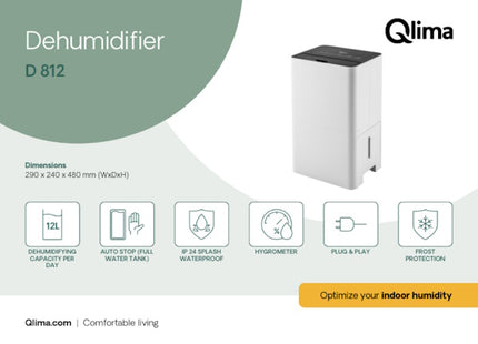 QLIMA DEUMIDIFICATORE PORTATILE D 812 WHITE