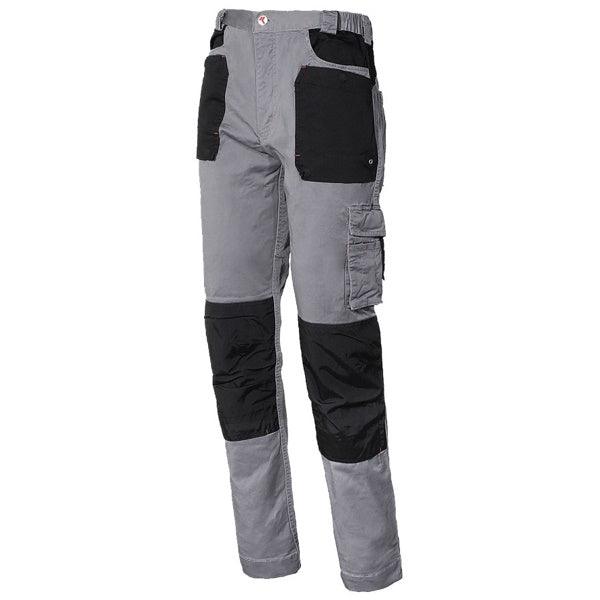 ISSA PANTALONE DA LAVORO STRETCH IN COTONE LEGGERO GRIGIO/NERO