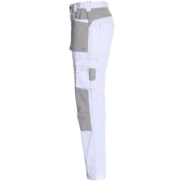 ISSA PANTALONE DA LAVORO STRETCH IN COTONE LEGGERO BIANCO/GRIGIO