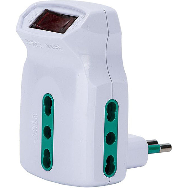 FME ADATTATORE TRIPLO CON SPINA 10A 3 PRESE 2P+T 10/16A BIANCO